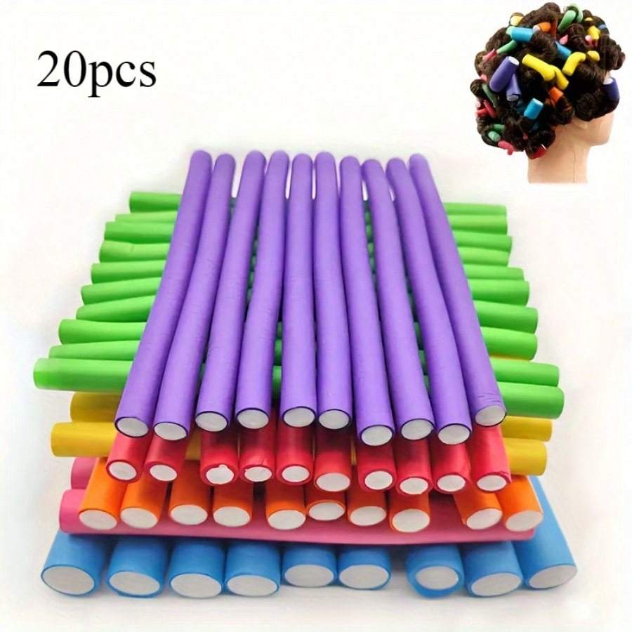 TEMU 20pcs Flexible Heatless - Soft Foam Twist For Diy Styling, Random