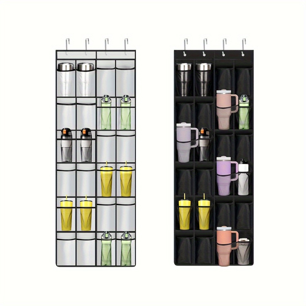 

24-pocket Wall Hanging Water Bottle Storage Organizer, Over The Door Cup Holder Rack, Mounting For Kitchen, Pantry, , Bedroom – Material