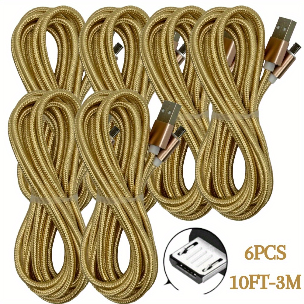 

6pcs Lot Micro Usb Cable 10ft Cord S7 S6 For Charger