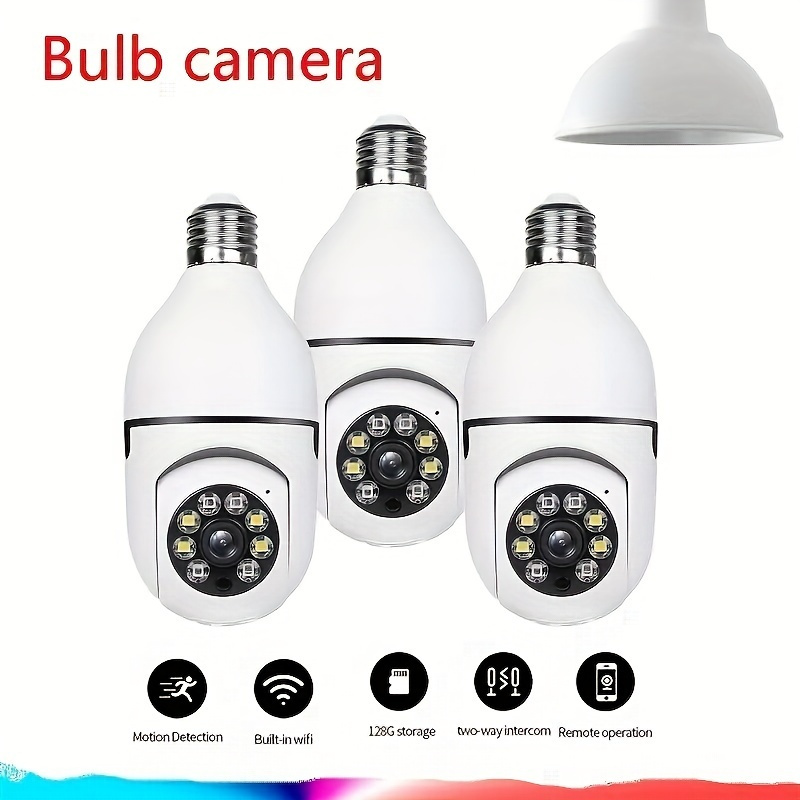 1pc wjg 1080p wifi bulb security camera indoor outdoor ptz with motion tracking smartphone compatible no battery required   355 view for home surveillance smart bulb cam details 3