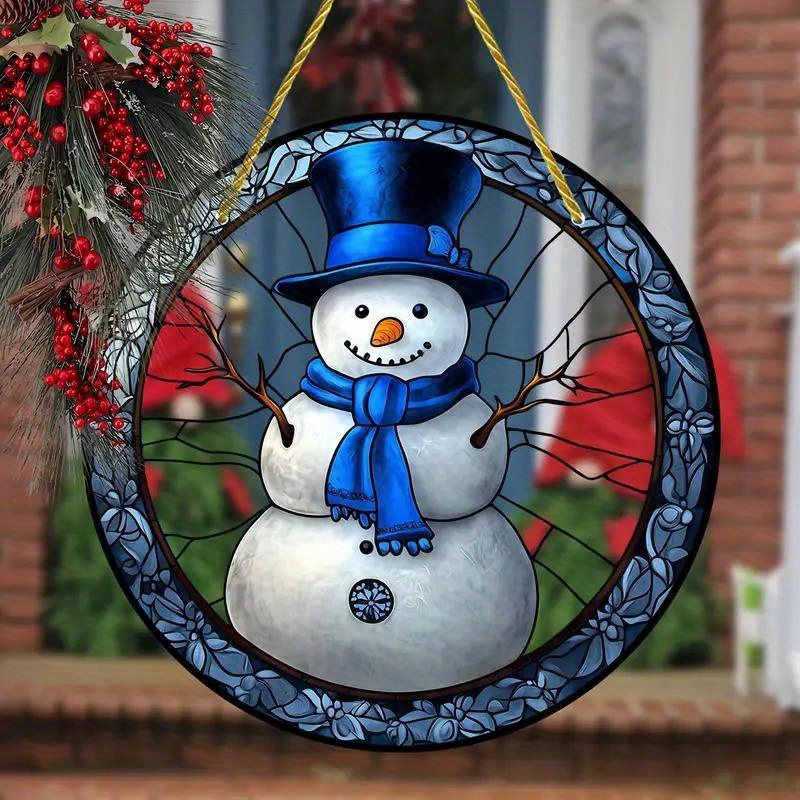 

Snowman Sun - 8"x8" Round Hanging Decor , For , , And Christmas Decorations,