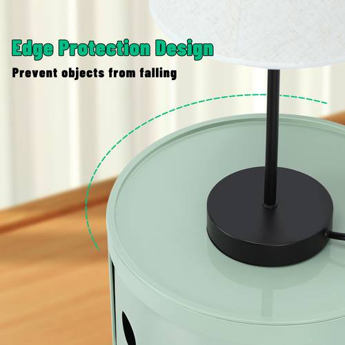 3 tier plastic round storage cabinet with drawers light green portable easy to assemble for living room or bedroom organization cabinet storage desk drawer organizer for home storage