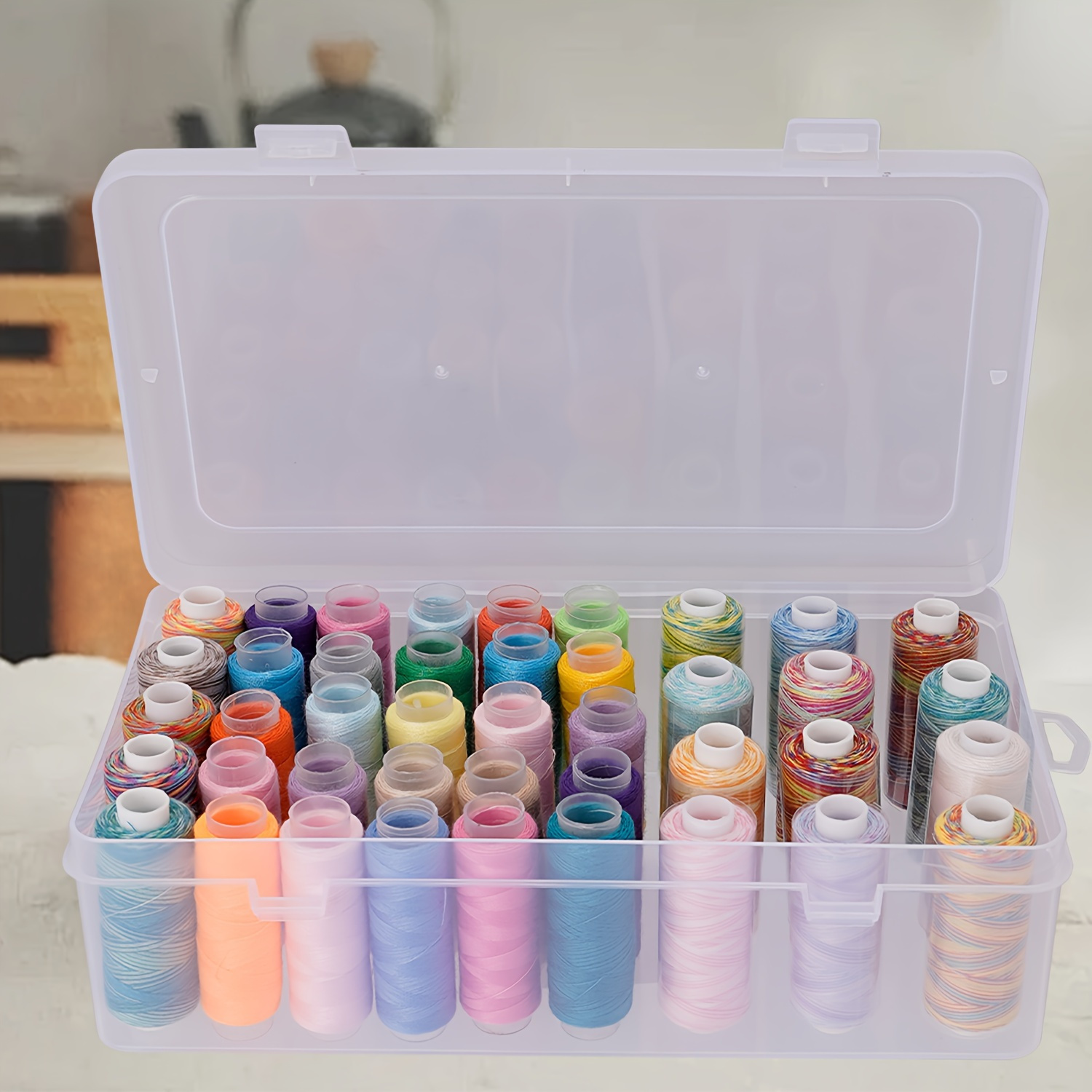 

42- Plastic Sewing Thread Storage Organizer Box - - And Sewing Supplies For And Use