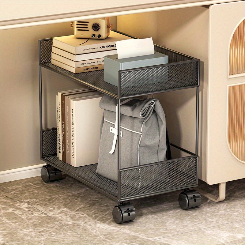 

Compact Under-desk Storage Cart With Wheels - Mobile Backpack Rack & Grocery Trolley For