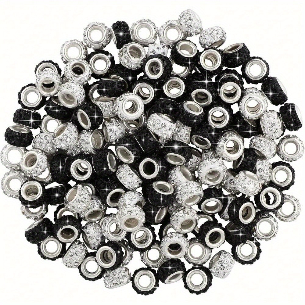 

60/100pcs Perles d'Espacement en Résine avec Strass à Grand Trou Européen pour la Fabrication de Bijoux DIY Bracelets