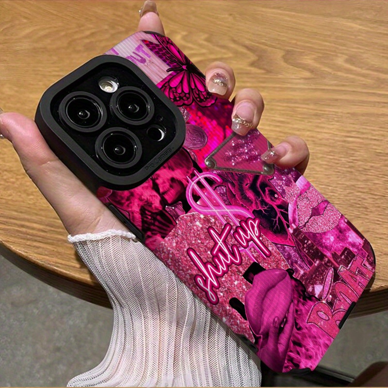 TEMU Étui de téléphone papillon à lèvres roses pour /16Pro/16Promax/16Plus/15/15Plus/15Pro/15Promax, 14/14Plus/14Pro/14Promax, 13/13Pro/13Promax,