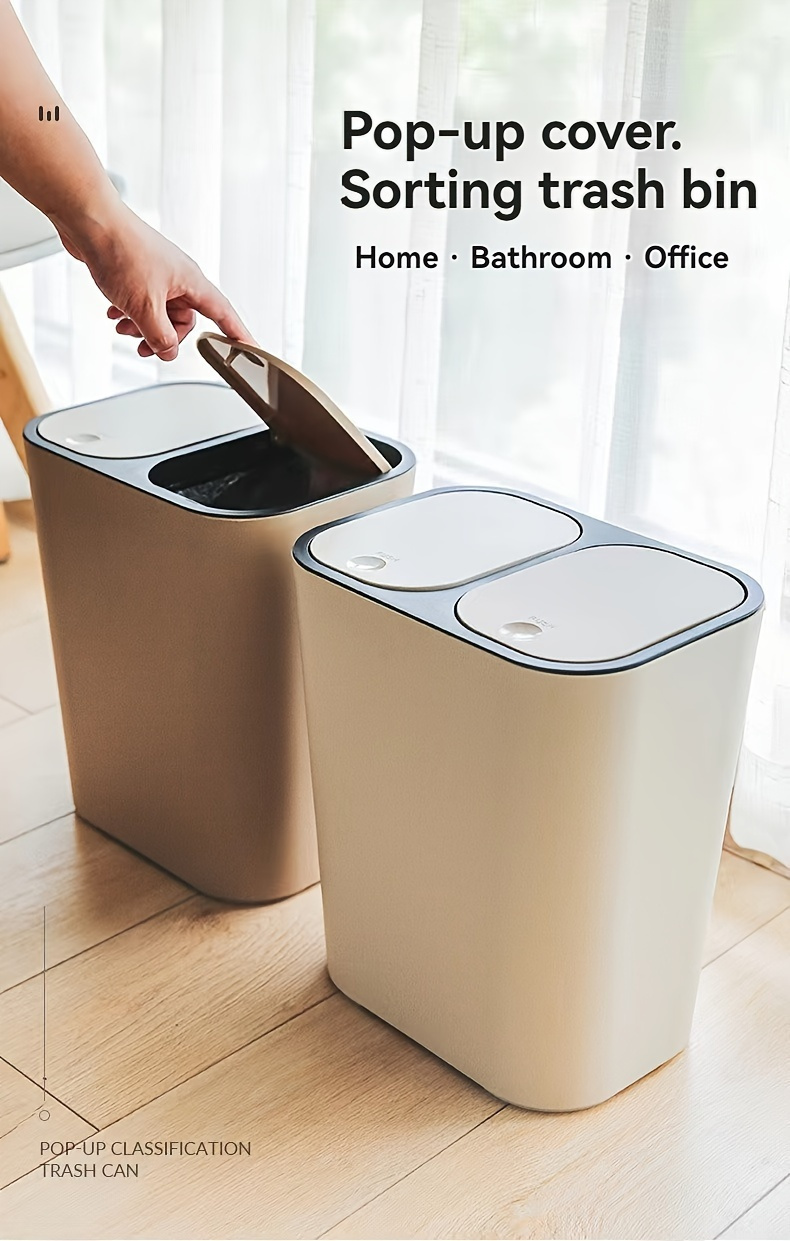 a rectangular dual compartment plastic trash a lid - Temu, image size:790x1241