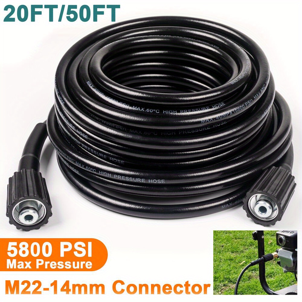 

High Pressure Washer Hose 20-50ft 5800psi M22-14mm Power Washer Extension Hose