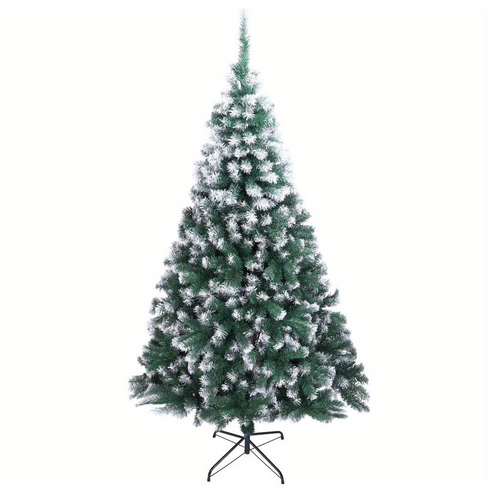 Image of 7ft Green Pointed Spray White Christmas Tree Without Lights, All 870 Branches With Sturdy Metal Brackets, Suitable For Indoor And Outdoor Decoration During Holidays And Christmas - Green