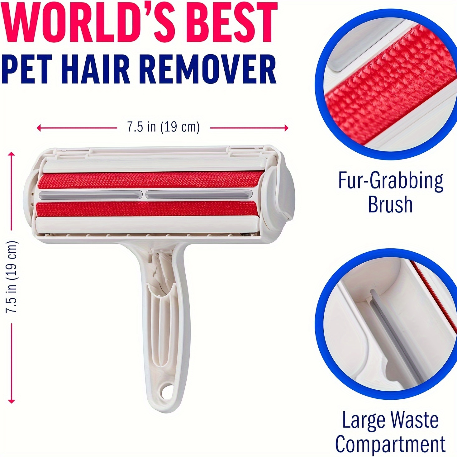Image of Cat And Dog Hair Remover - Removes Hair And Particles From - Cat And Dog Hair Remover For Sofas, Furniture, Carpets, Car Seats, Reusable Roller With Self-cleaning Base - Upgraded Pet Hair Removal Tool