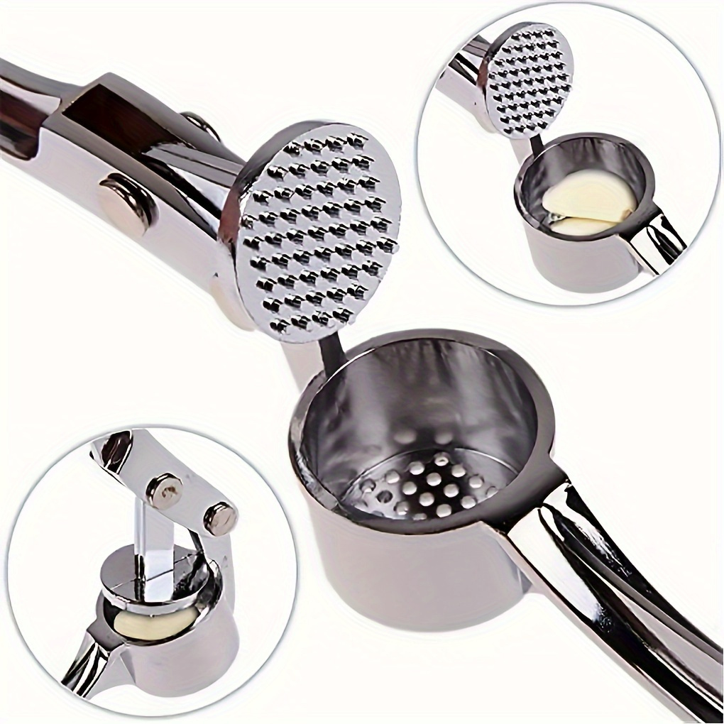 easy clean stainless steel garlic press mincer   rust resistant kitchen tool for effortless garlic ginger herb   details 0