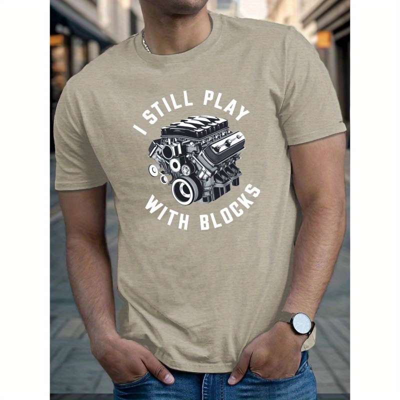 

1pc T- Engine "i " , Polyester , Round , Summer Tee For Adults