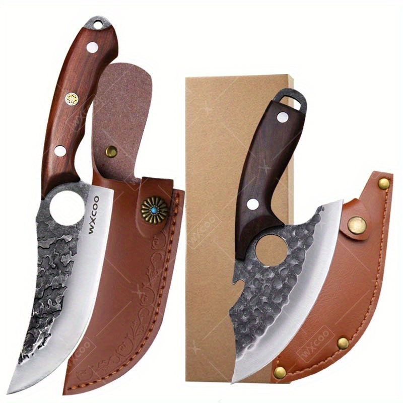 4/2pcs With Sheath Wood Handle Mini Knife Small Pocket Knife Professional Vegetable Chopper Fish Knife For Unique Kitchen