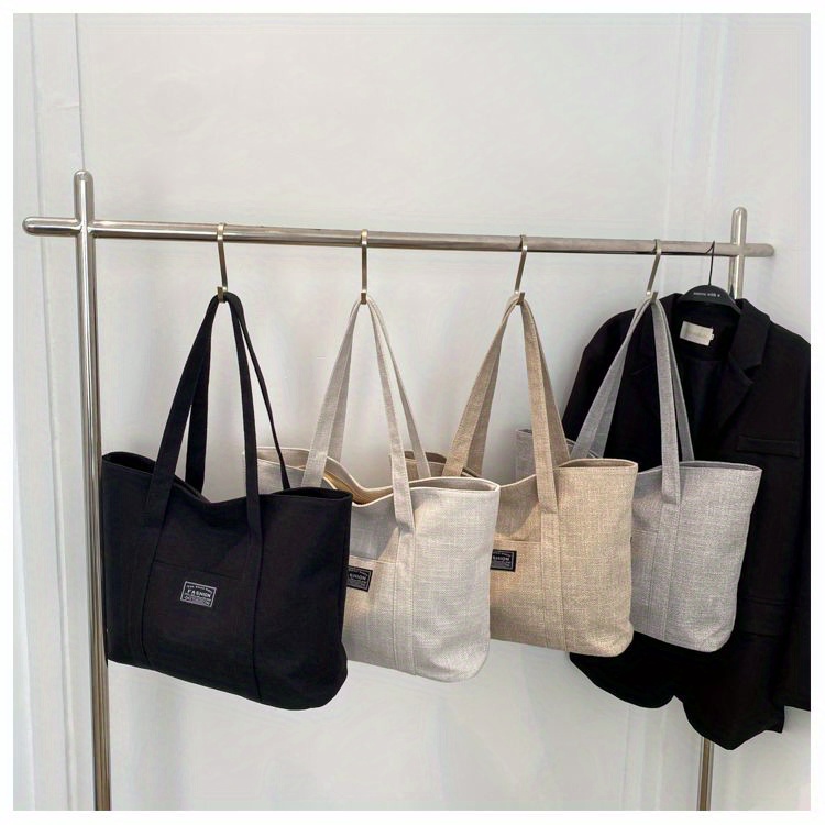 Sac fourre-tout en chanvre pour femmes, sac à main épaule spacieux, sac messager polyvalent avec fermeture à glissière, avec plusieurs poches, lavable à la main ou uniquement au nettoyage à sec