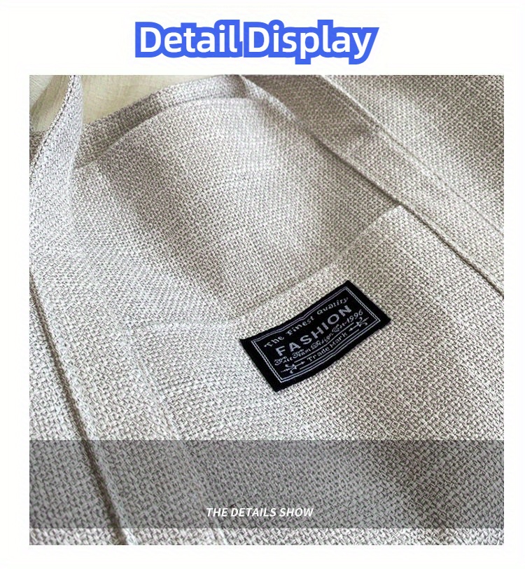 Sac fourre-tout en chanvre pour femmes, sac à main épaule spacieux, sac messager polyvalent avec fermeture à glissière, avec plusieurs poches, lavable à la main ou uniquement au nettoyage à sec