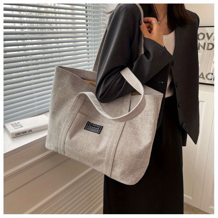 Sac fourre-tout en chanvre pour femmes, sac à main épaule spacieux, sac messager polyvalent avec fermeture à glissière, avec plusieurs poches, lavable à la main ou uniquement au nettoyage à sec