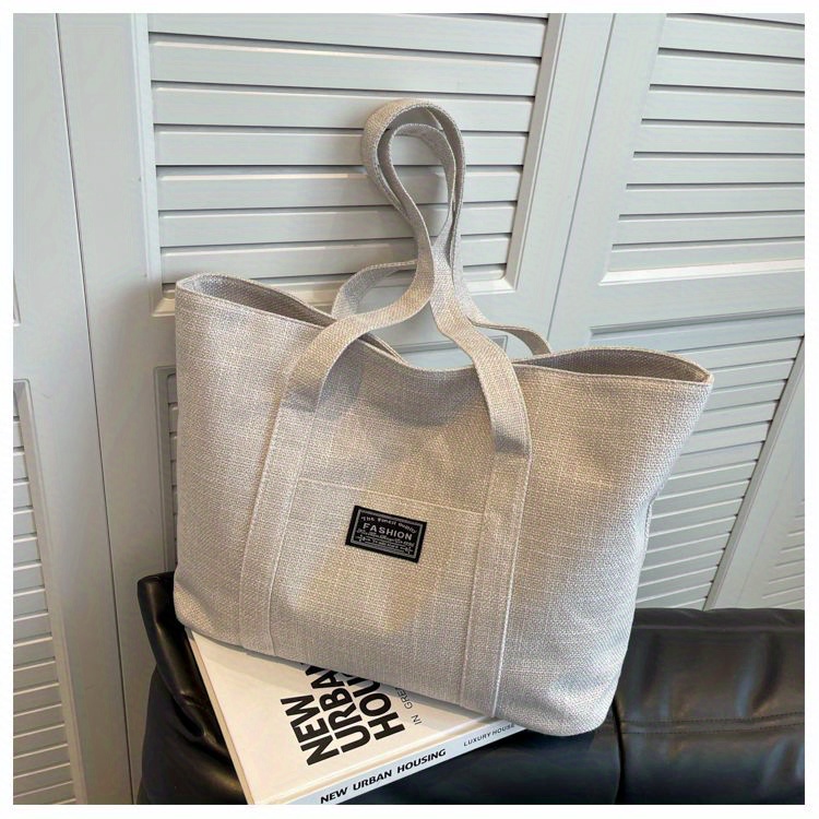 Sac fourre-tout en chanvre pour femmes, sac à main épaule spacieux, sac messager polyvalent avec fermeture à glissière, avec plusieurs poches, lavable à la main ou uniquement au nettoyage à sec
