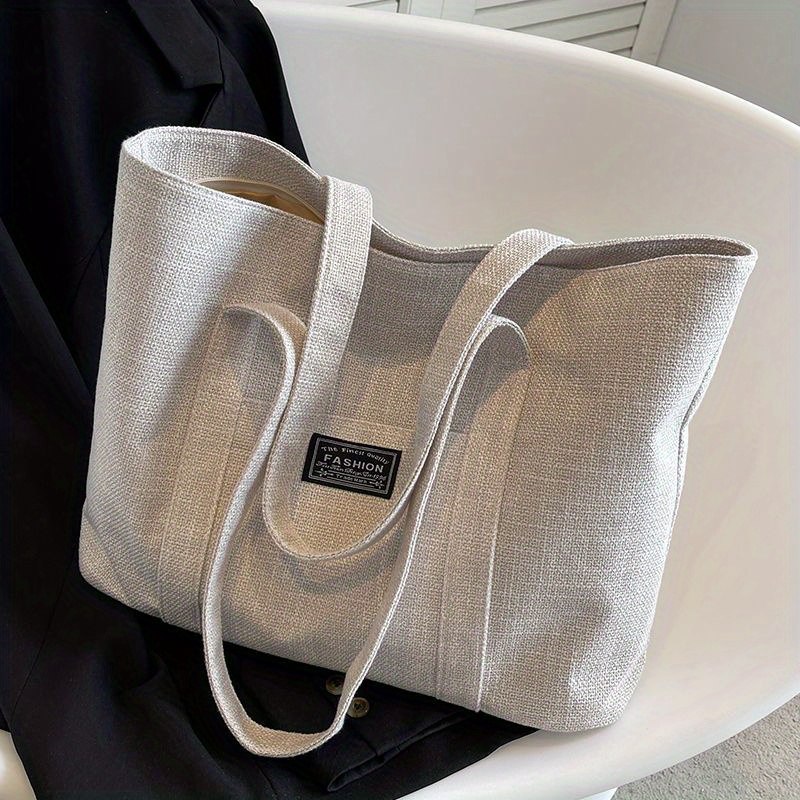 Sac fourre-tout en chanvre pour femmes, sac à main épaule spacieux, sac messager polyvalent avec fermeture à glissière, avec plusieurs poches, lavable à la main ou uniquement au nettoyage à sec