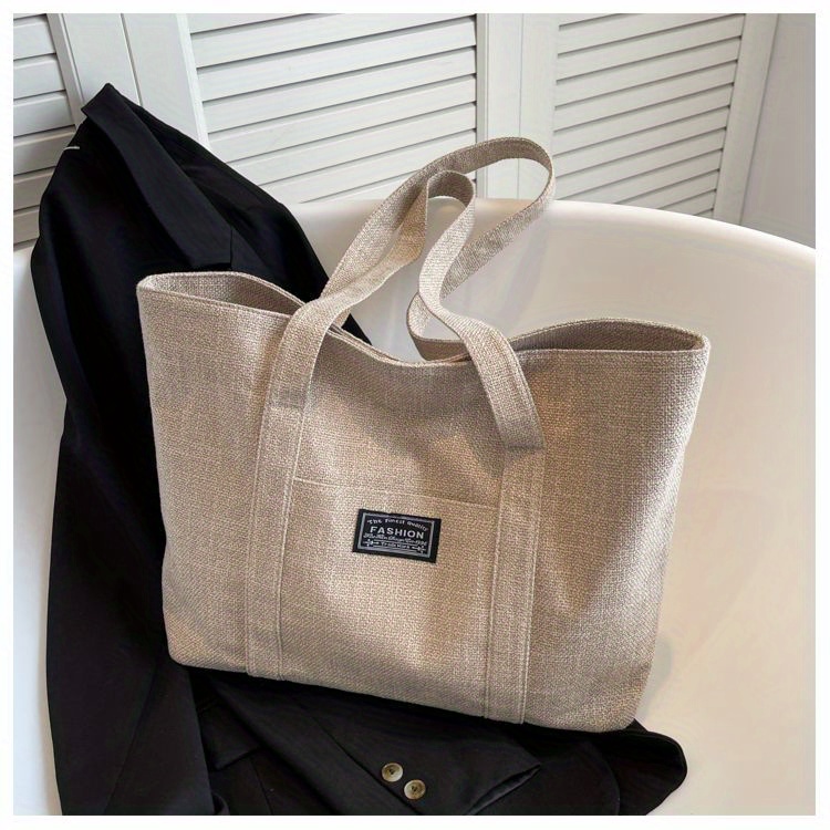 Sac fourre-tout en chanvre pour femmes, sac à main épaule spacieux, sac messager polyvalent avec fermeture à glissière, avec plusieurs poches, lavable à la main ou uniquement au nettoyage à sec