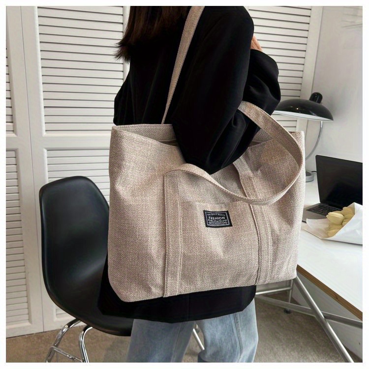 Sac fourre-tout en chanvre pour femmes, sac à main épaule spacieux, sac messager polyvalent avec fermeture à glissière, avec plusieurs poches, lavable à la main ou uniquement au nettoyage à sec