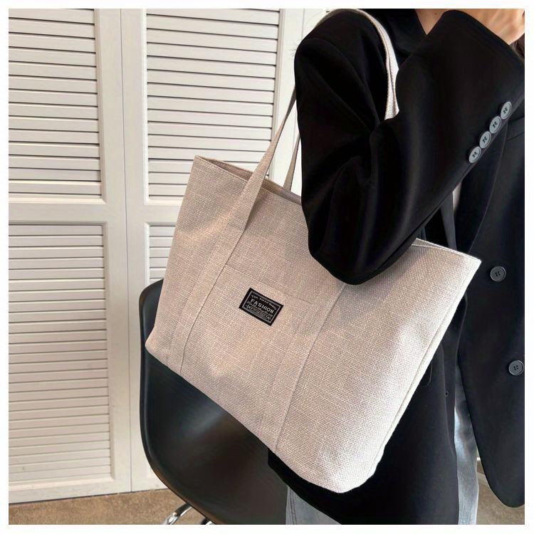 Sac fourre-tout en chanvre pour femmes, sac à main épaule spacieux, sac messager polyvalent avec fermeture à glissière, avec plusieurs poches, lavable à la main ou uniquement au nettoyage à sec