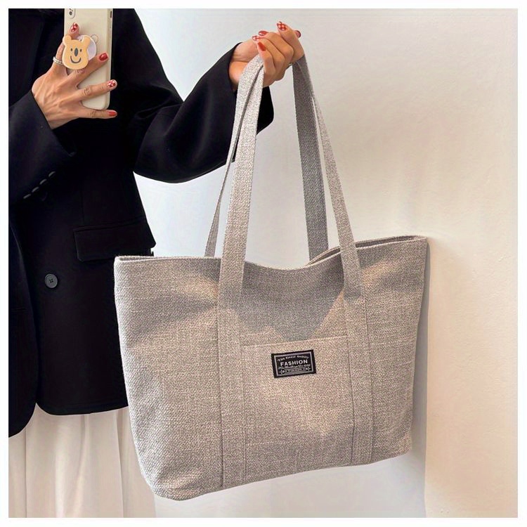 Sac fourre-tout en chanvre pour femmes, sac à main épaule spacieux, sac messager polyvalent avec fermeture à glissière, avec plusieurs poches, lavable à la main ou uniquement au nettoyage à sec