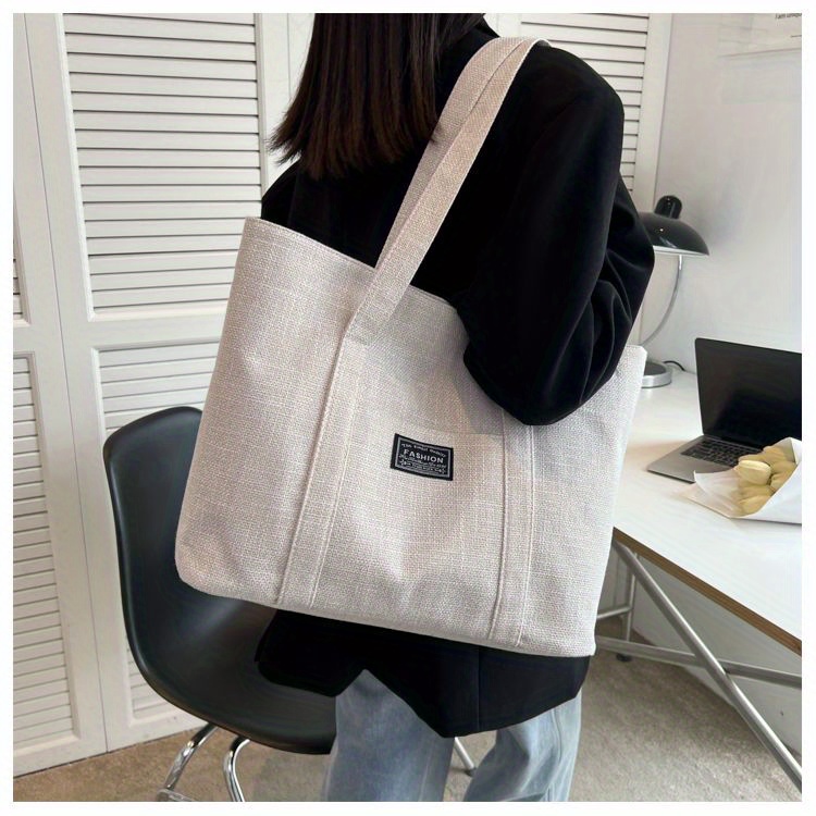 Sac fourre-tout en chanvre pour femmes, sac à main épaule spacieux, sac messager polyvalent avec fermeture à glissière, avec plusieurs poches, lavable à la main ou uniquement au nettoyage à sec