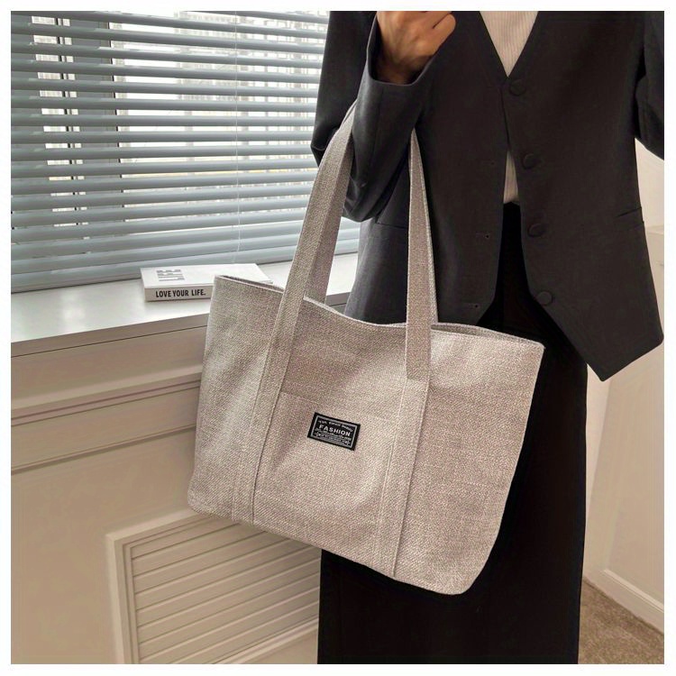 Sac fourre-tout en chanvre pour femmes, sac à main épaule spacieux, sac messager polyvalent avec fermeture à glissière, avec plusieurs poches, lavable à la main ou uniquement au nettoyage à sec