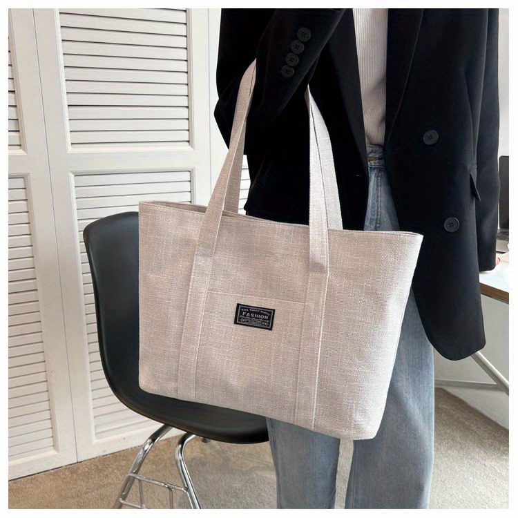 Sac fourre-tout en chanvre pour femmes, sac à main épaule spacieux, sac messager polyvalent avec fermeture à glissière, avec plusieurs poches, lavable à la main ou uniquement au nettoyage à sec