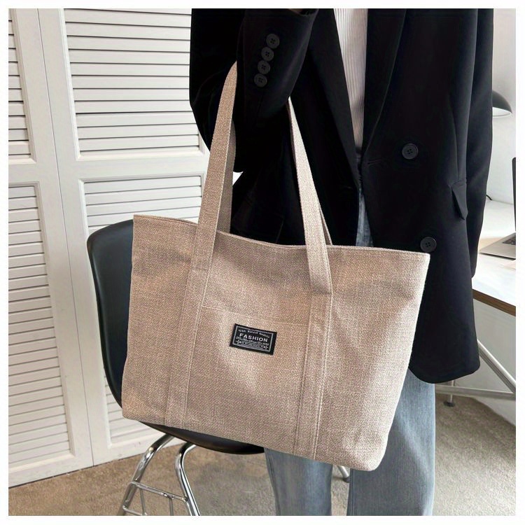 Sac fourre-tout en chanvre pour femmes, sac à main épaule spacieux, sac messager polyvalent avec fermeture à glissière, avec plusieurs poches, lavable à la main ou uniquement au nettoyage à sec
