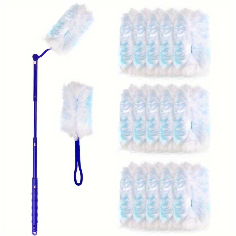 Image of Electrostatic Dusting Kit: 360° Retractable Brush With Long & Short Handles, 20 Disposable Refills - Perfect For Furniture, Cars, Keyboards | No Required