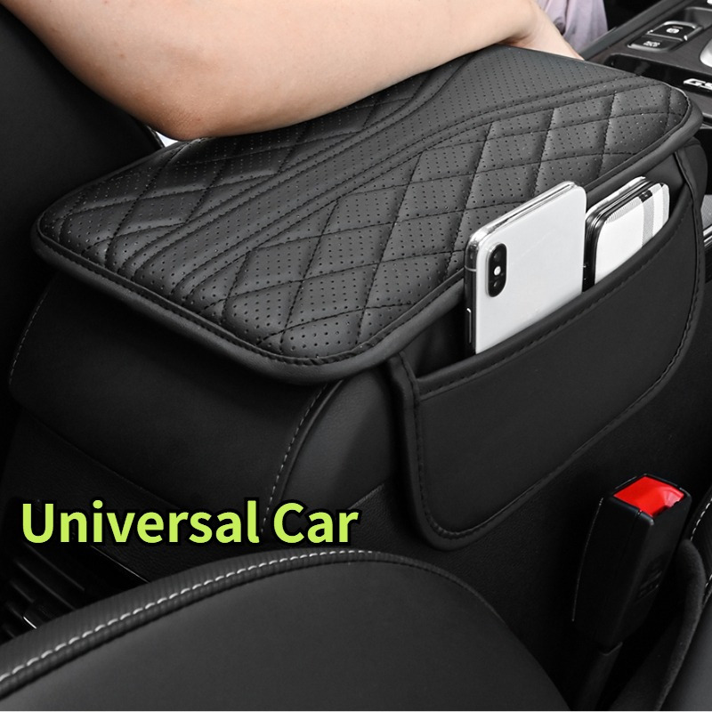 

Leather Car Armrest Pad With Storage Pockets - Comfortable Elbow Support, Anti-scratch Protection