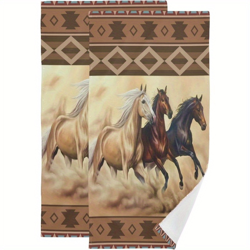 

2pcs Set Chic Kitchen Towels - 18x26 Inch, Polyester, Machine Washable, Modern Western For Home