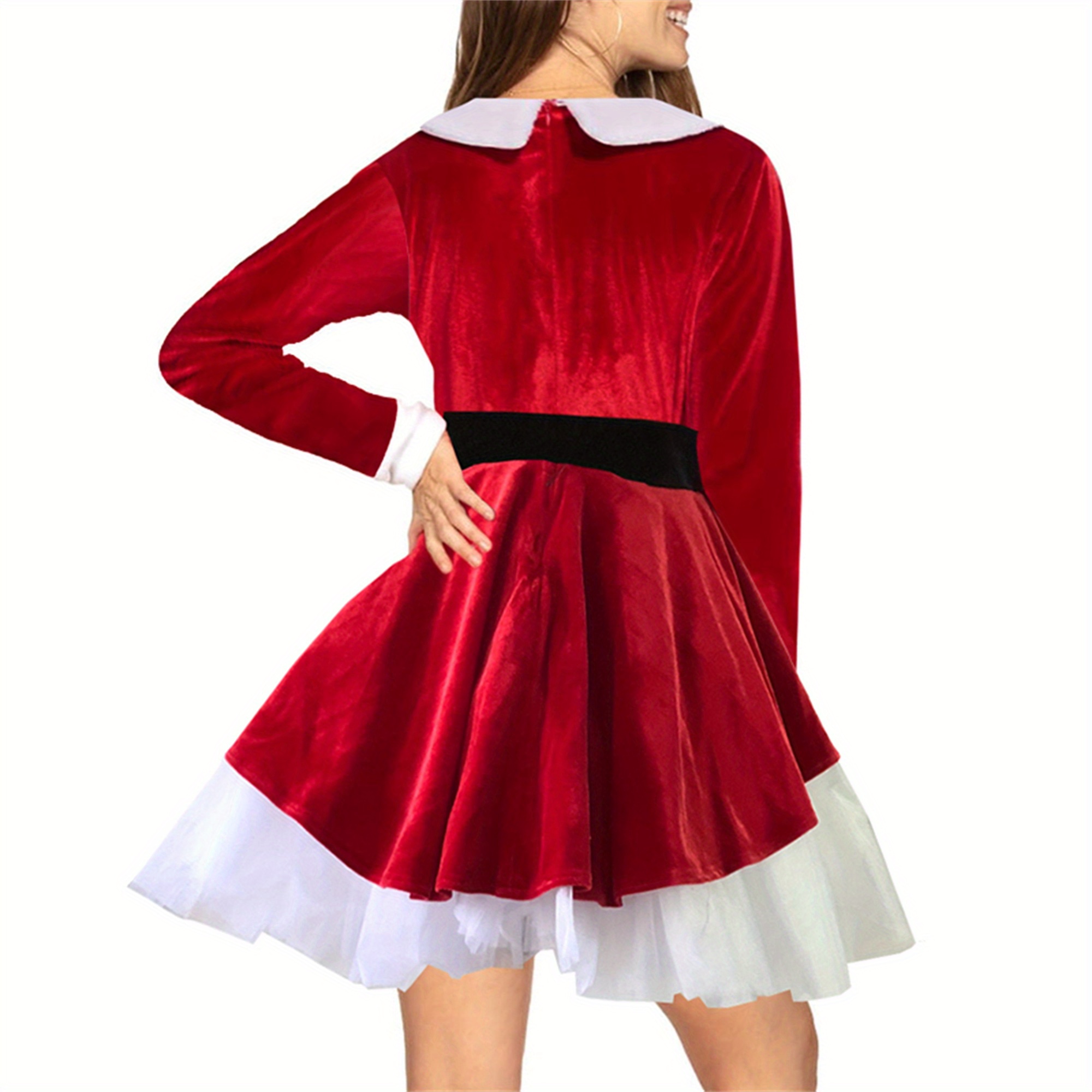 3pcs womens santa claus costume set polyester spandex velvet - Temu