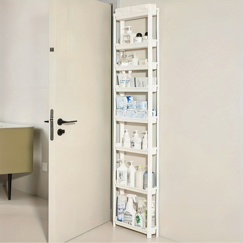 

An Ultra-thin -layer Storage Cabinet, Essential For Tight , Suitable For Bathroom And Kitchen Doors, Spa Storage, Space-saving Organizer, In Shops.