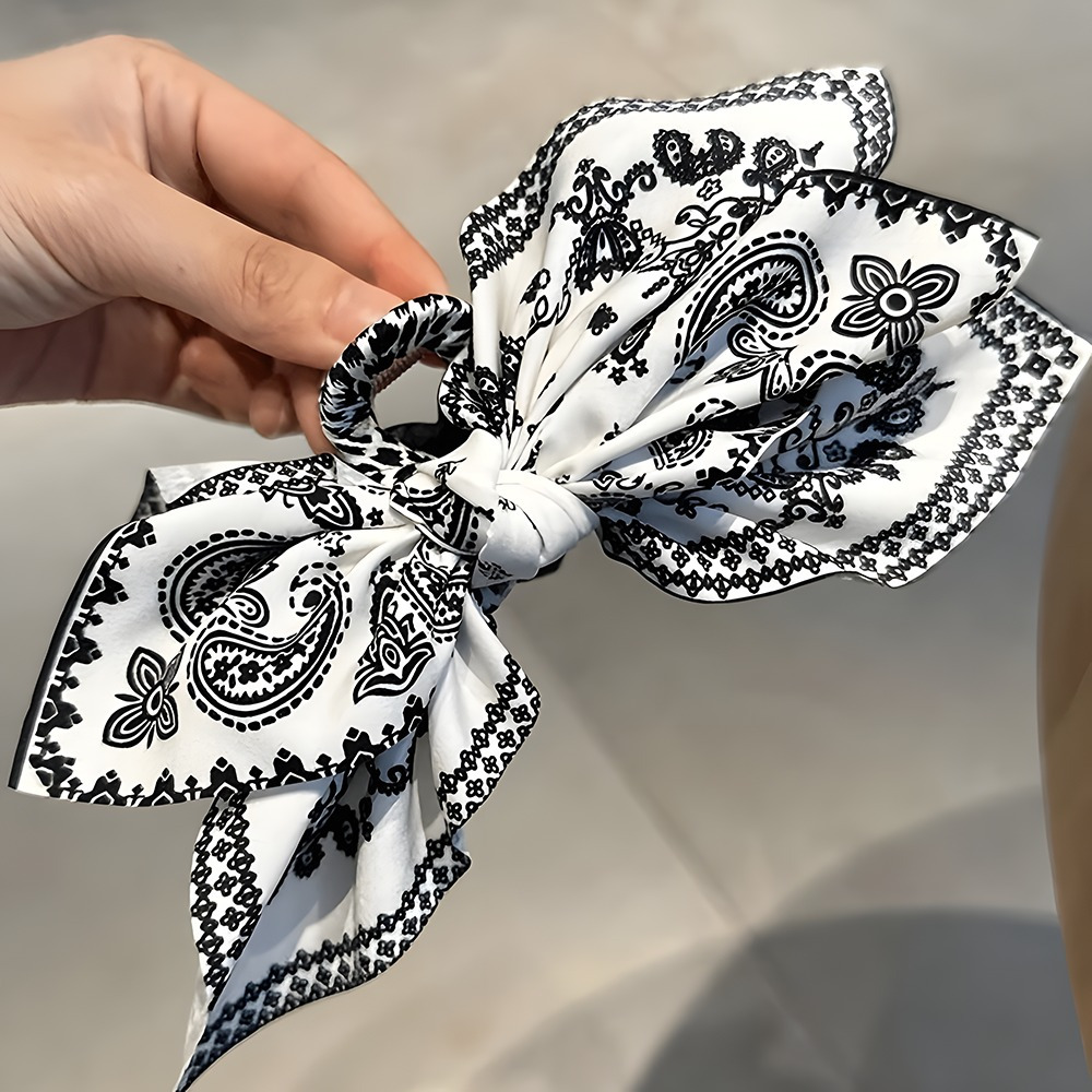 

Vintage Elegant Butterfly Hair Claw With Bow And Tassel, Big Fabric Hair Clip For Women And Girls, Paisley Bohemian Style Hair Accessory, Ideal For Vacation And Photoshoots - Single Piece