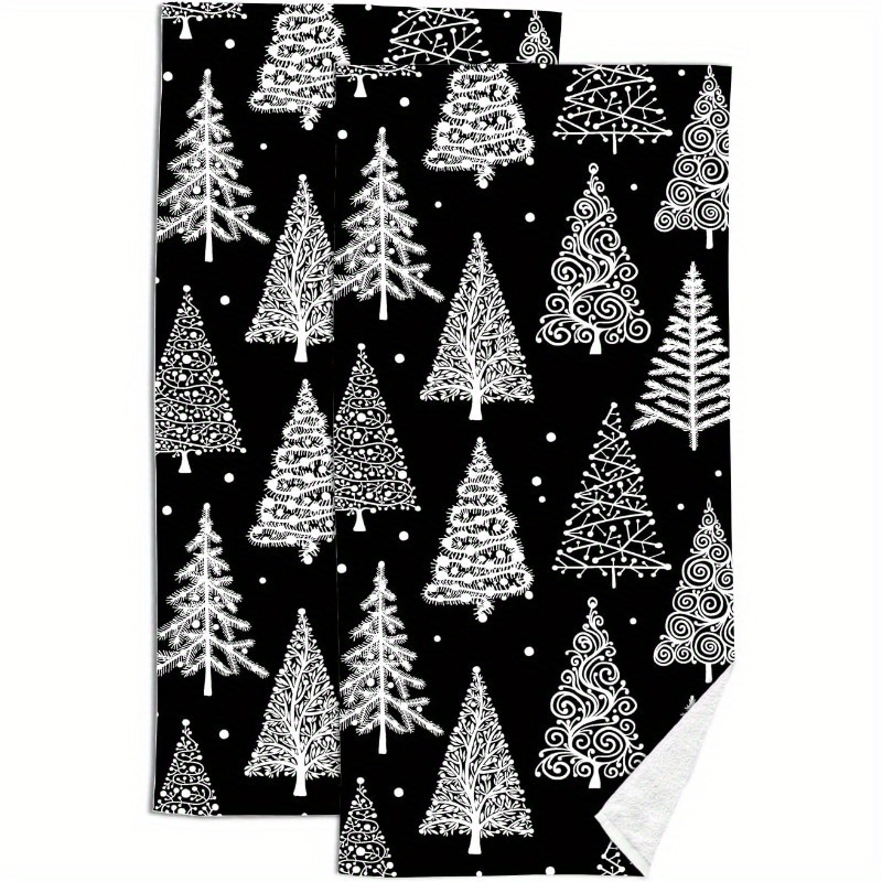 

2-pack Kitchen Towels, 18x26 Inch, Super Soft Polyester, Absorbent, Machine Washable, Woven, Oblong Shape, Black & , Ideal Gift