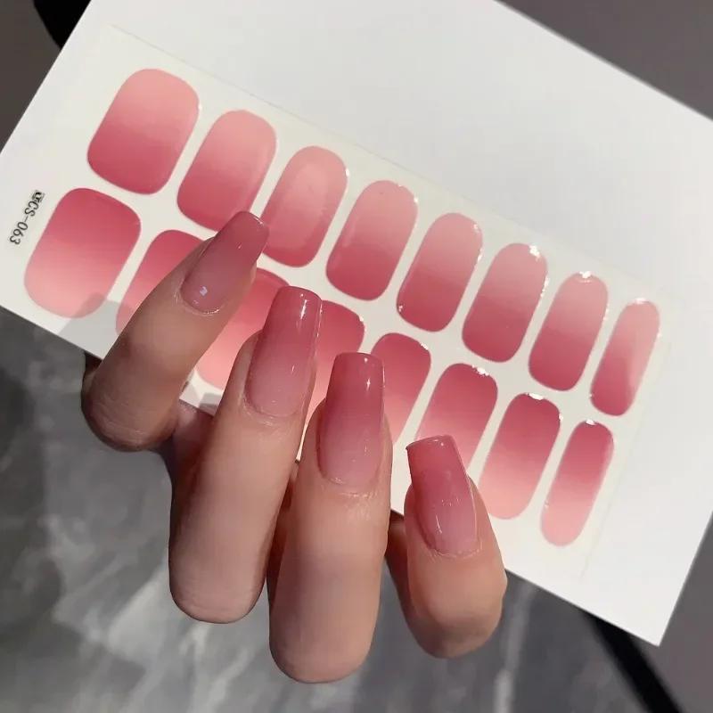 

Gel Nail Stickers Solid Color Nail Semi-baked Tips Full Uv Nail Need Decals Paste Lamp N0r7 Ideal Gift Beauty Tool