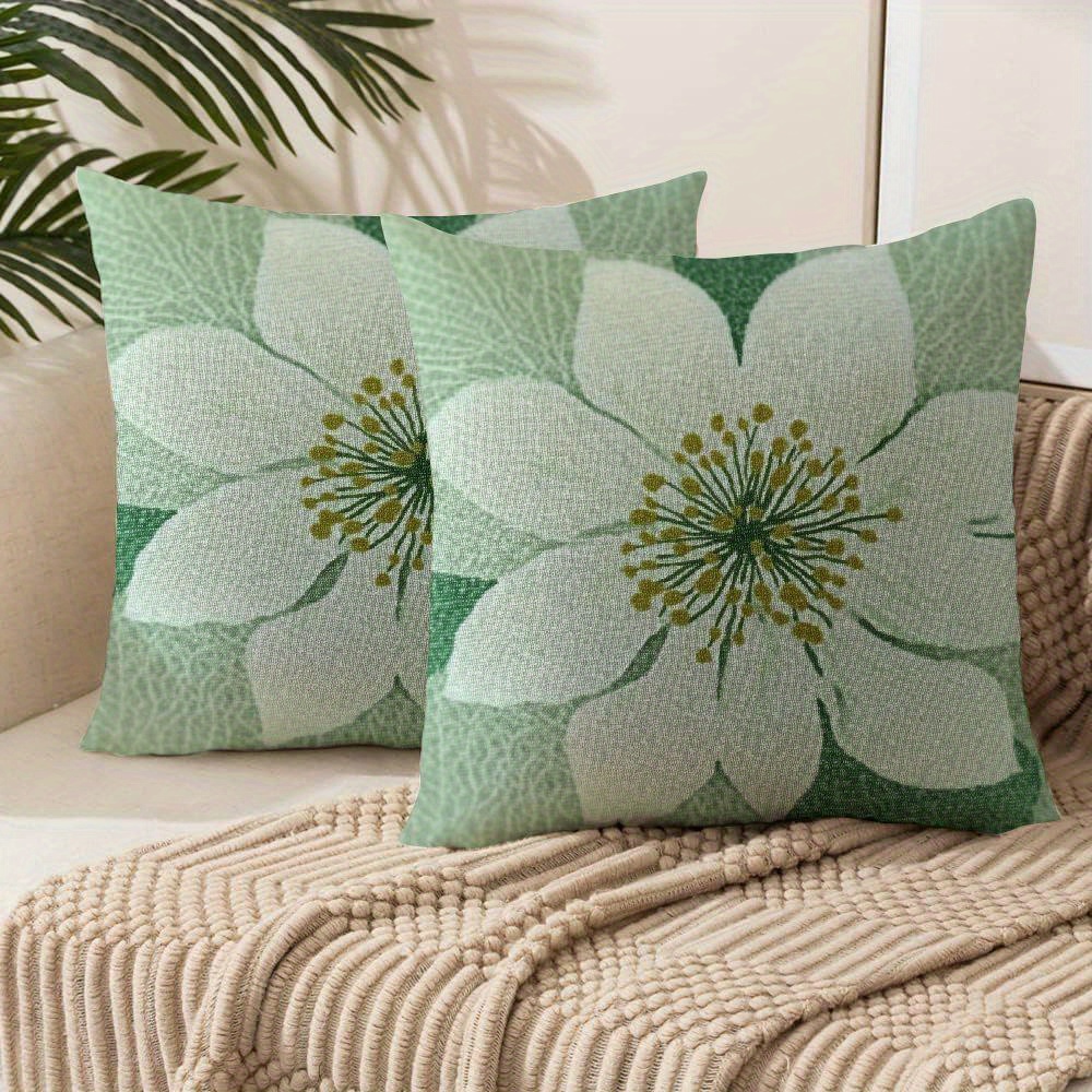 

Hemitong White Pillow Covers Set Of 2 Dahlia Floral Decor Throw Pillows Summer Modern Flower Outdoor Decorative Cases For Sofa Couch Bed Decorations