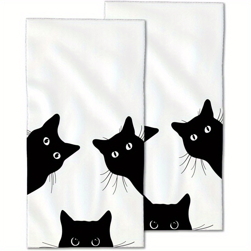 

A Set Of Cat-themed Hand Towels, Suitable For Bathrooms, Kitchens, Hotels, And Spas, Measuring 18 By 26 Inches, Athletic .