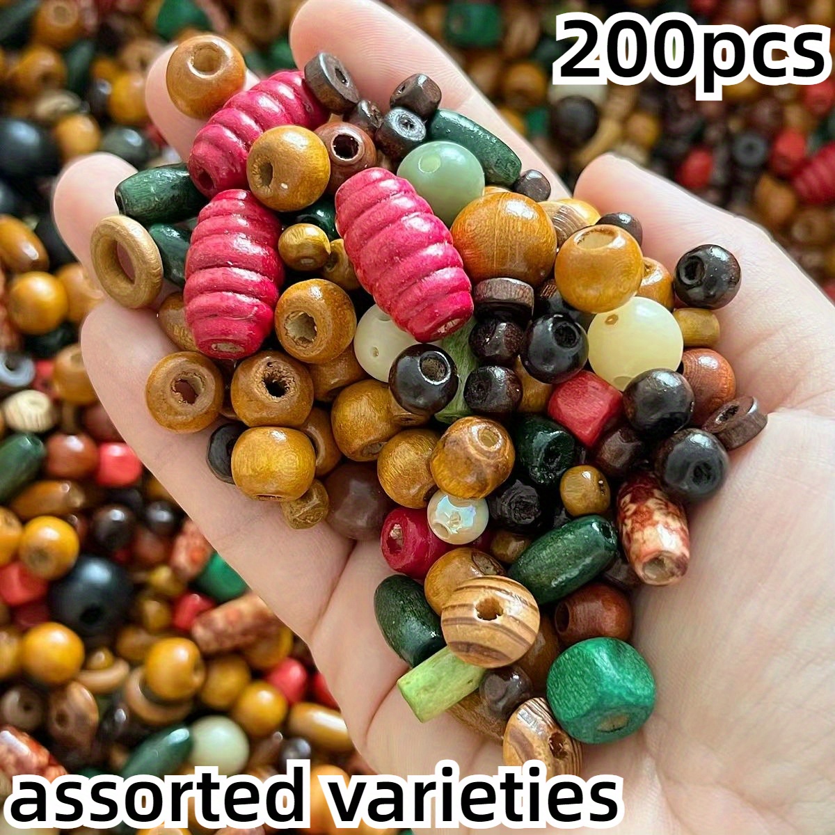 Image of 200pcs Random Wooden Handmade Pendant Additions In Pack