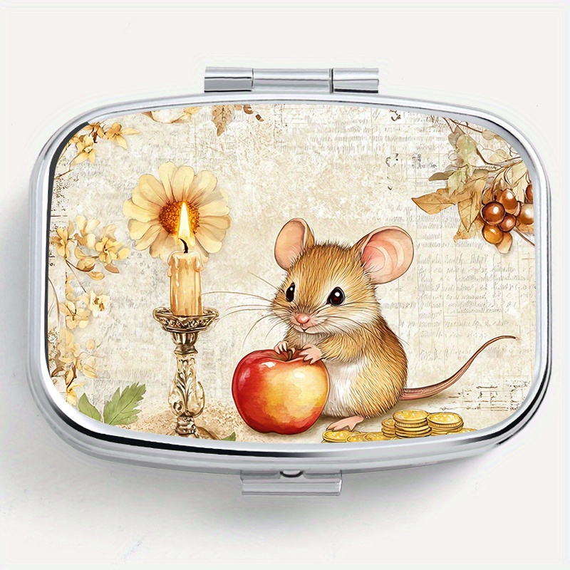 

Mouse Pill Box With 2 Compartments - Portable & Compact For Travel, Sports, Or Purse - Multi-functional Metal Organizer For Medication, Vitamins, Jewelry - Moisture-proof, Unique Gift Idea