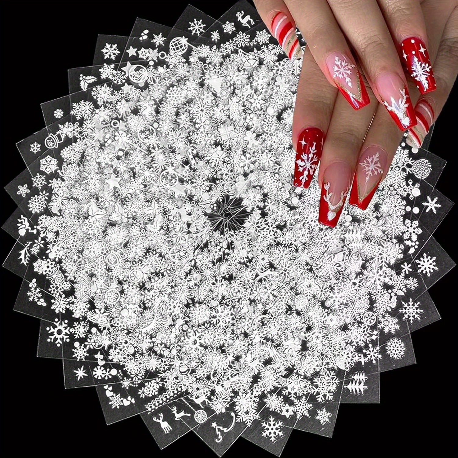 Image of 30pcs White Snowflake Christmas Stickers Winter Nail Decoration Nail Supplies