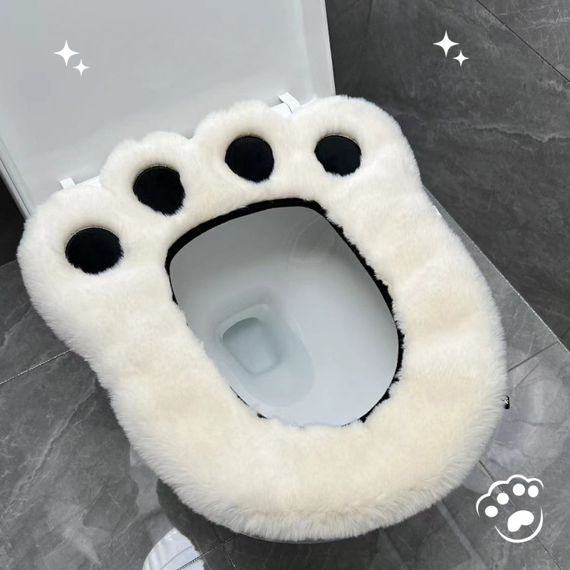 E-shop Niedliches Bärenpfoten-Cartoon-Toilettensitzkissen, Vier-Jahreszeiten-Universal, Toilettensitzpolster, Selbstklebende Toilettenmatte für den