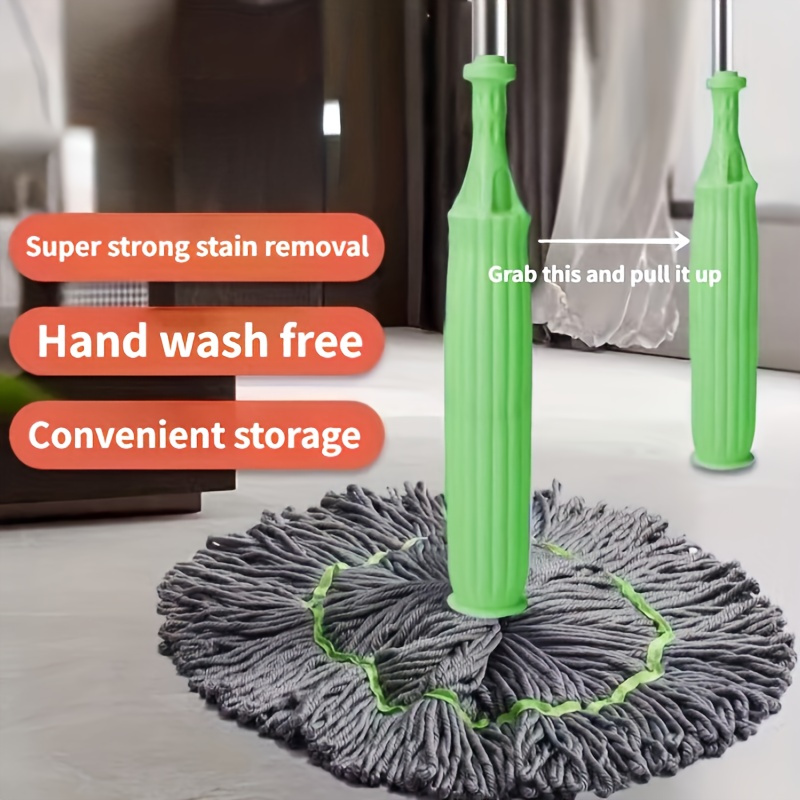 

Easy-twist Microfiber Mop With Self-wringing System - For Effortless Cleaning In Living Room, Bedroom, Bathroom, Kitchen