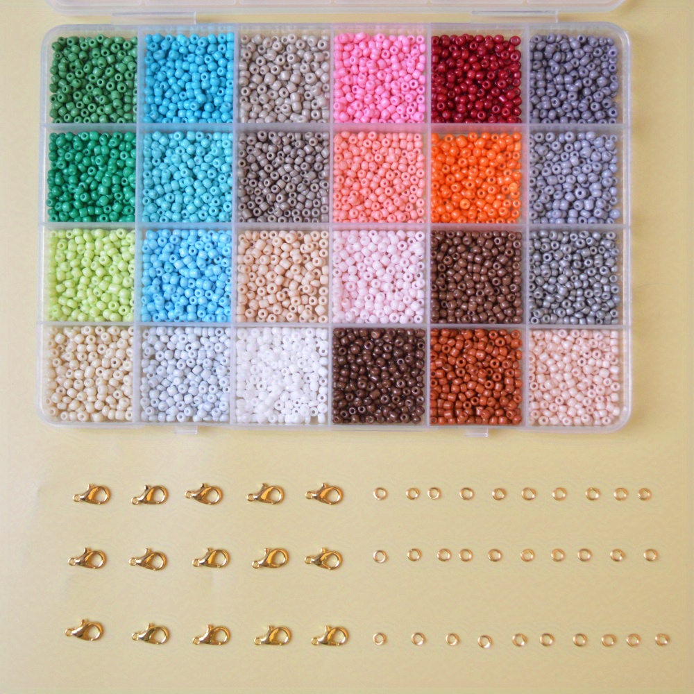 TEMU Jewelry Kit-9000pcs 3mm Seed In 24 Organizing , Jump Rings& Stretchy String For Bracelets And Necklaces