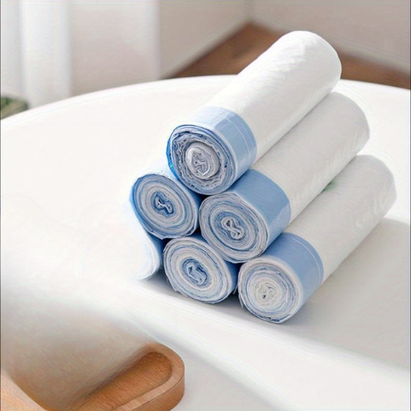 45pcs 3rolls 15pcs 1roll suitable for 4 gallon small drawstring trash bags plastic trash can with 15l liner suitable for bathroom restroom bedroom office toilet kitchen yard recyclable suitable for food waste made of polypropylene details 5