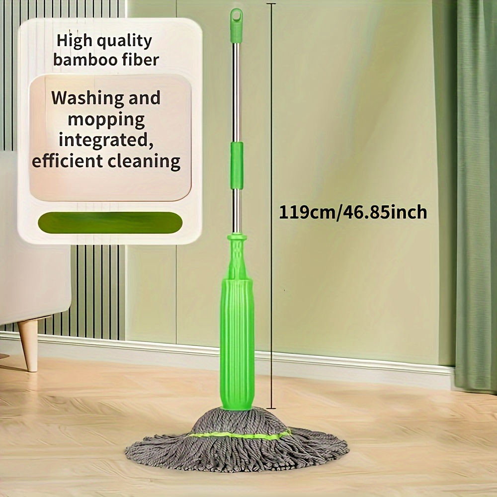 TEMU Easy-twist Microfiber Mop With Self-wringing System - For Effortless Cleaning In Living Room, Bedroom, Bathroom, Kitchen