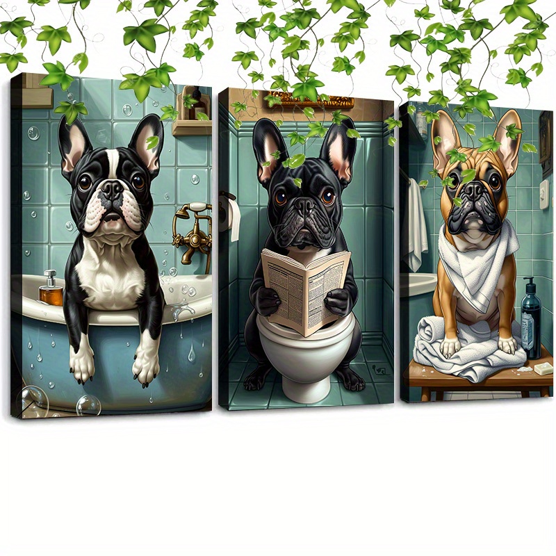 

Bathroom - 3pcs Dog Set For And Decor, Bathtub , Ready To