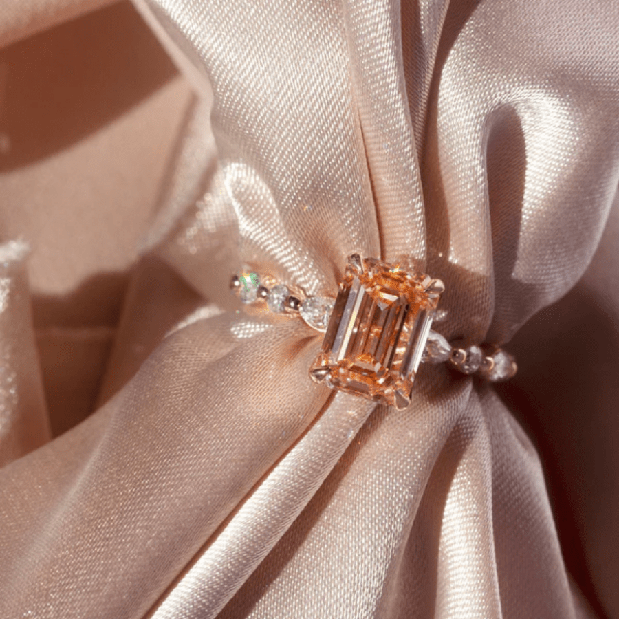 Champagne Gemstone Ring Set for Women's Wedding Anniversary Gift